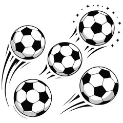 Soccer ball motion trails vector isolated white background