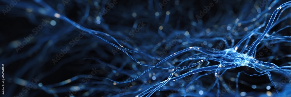 Poster Neural Pathways Illuminated in Dynamic Light Trails Against a Dark Blue Background Illustrating Brain Connectivity