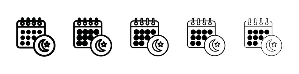 Ramadan Calendar Icon isolated vector on white background set