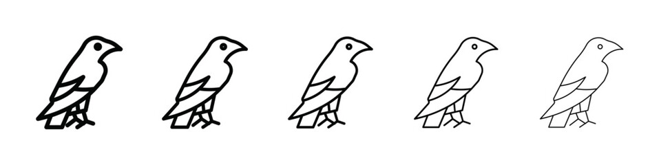 raven icon isolated vector on white background set