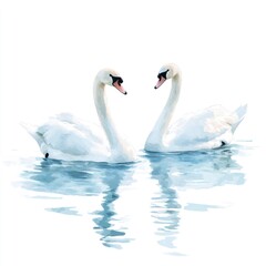 Obraz premium Two swans facing each other on water