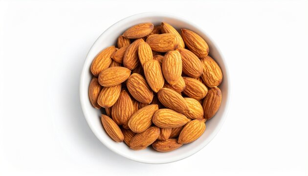 almonds in bowl on white background - Powered by Adobe