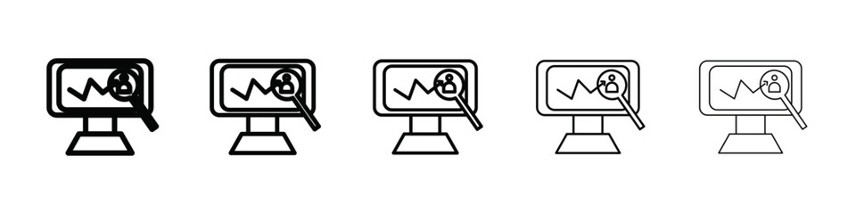 Researching information online icon isolated vector on white background set