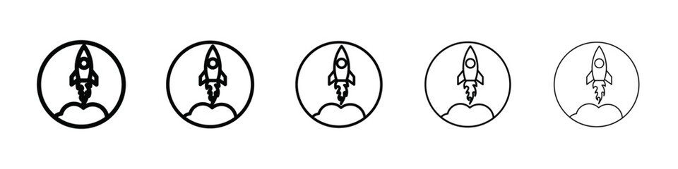 Rocket Spaceship Startup icon isolated vector on white background set