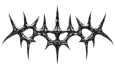 Gothic Stipple Symbol. Spiny Tribal Ornament. Fine effect. 