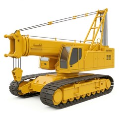 Obraz premium Yellow crane construction equipment machinery industrial crawler