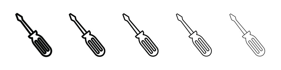 Screwdriver icon isolated vector on white background set