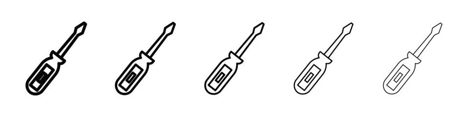 Screwdriver icon isolated vector on white background set
