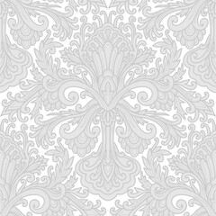 Damask style pattern, abstract floral pattern, grey and white colors. Seamless floral pattern-749.