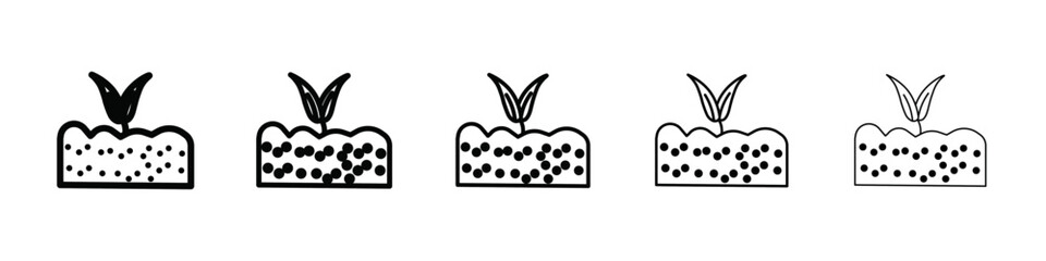 Seedling in soil icon isolated vector on white background set