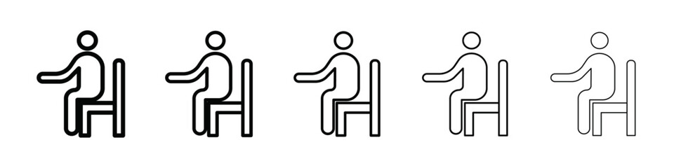 Sitting icon isolated vector on white background set