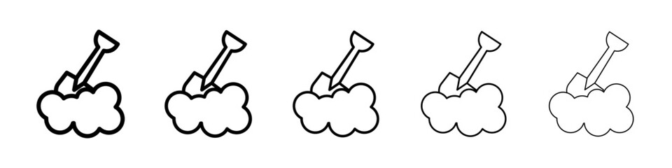 Snow and shovel icon isolated vector on white background set