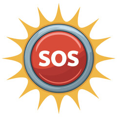 Red SOS emergency button vector isolated white background