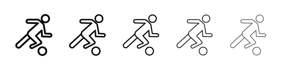 Soccer player with ball icon isolated vector on white background set