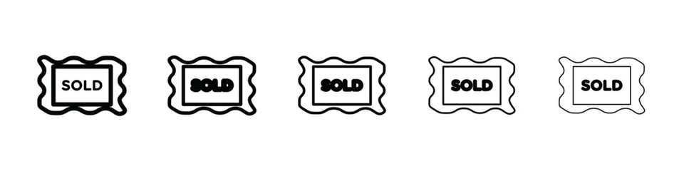 Sold icon isolated vector on white background set