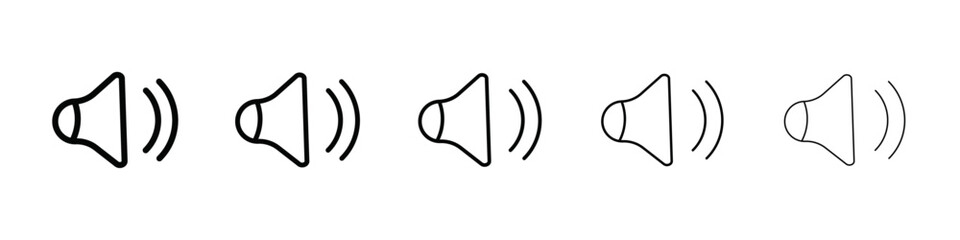 Speaker icon isolated vector on white background set