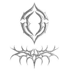 Gothic Stipple Symbol. Spiny Tribal Ornament. Fine effect. 