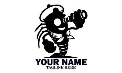 Fresh Shrimp Pirate Mascot Icon, Fresh Shrimp Pirate Mascot Vector Illustration and Fresh Shrimp Pirate Mascot Logo Design