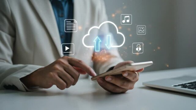 Cloud based file storage and secure data backup solution with encrypted privacy protection, real time synchronization and mobile access for file management. business continuity and digital security