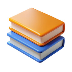 Two books stacked 3d rendering plasticstyle icon isolated on transparent background education knowledge learning study