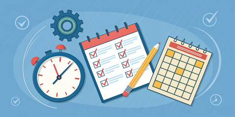 Engaging Creative Illustration of Productivity Tools with Colorful Elements