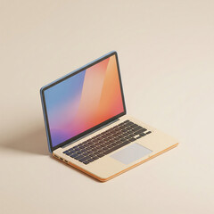 A 3D Laptop Isometric Ilustration of Modern Technology