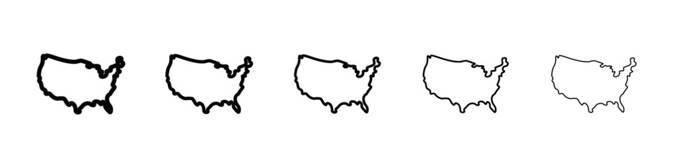 USA Map icon isolated vector on white background set