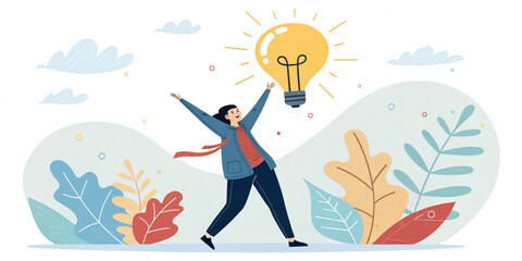 Innovative Creative Thinking Concept Featuring Light Bulb as Head Representation