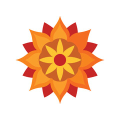 Vibrant mandala floral design in warm autumn colors against a clean white background