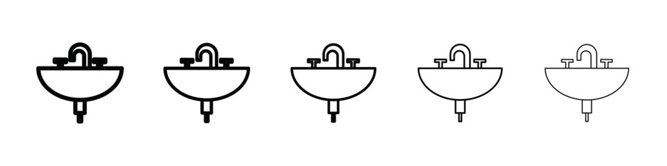 washbasin icon isolated vector on white background set