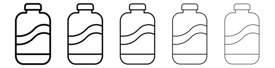 water bottle icon isolated vector on white background set