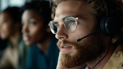 Team members engaged in a serious discussion while working in a modern office environment
