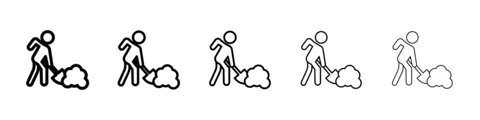 Worker digging icon isolated vector on white background set