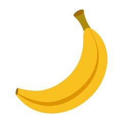 Single yellow banana isolated on white background