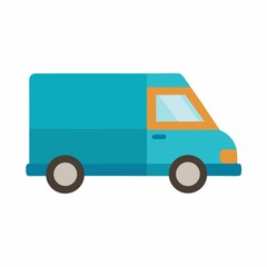Teal delivery van icon isolated on white background