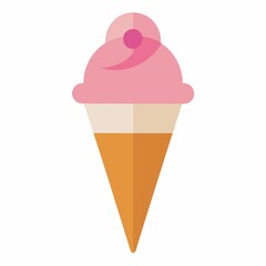 Pink ice cream cone isolated on white background