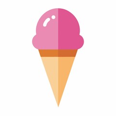 Pink ice cream cone illustration isolated on white background