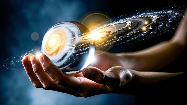 A person holding a glass ball in their hands