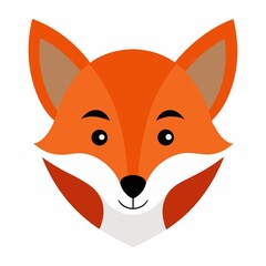 Cute cartoon fox face isolated on white background