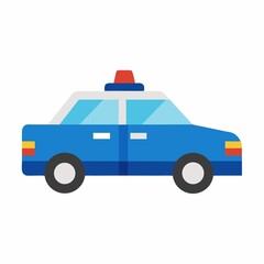 Blue police car icon isolated on white background