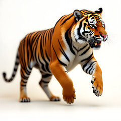 Obraz premium Running Tiger on White Background
