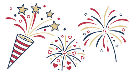 Firework Icon Set for Digital Invitations and Festive Print Materials