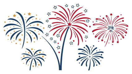 Decorative Fireworks Icons for New Year Greeting Cards and Party Themes