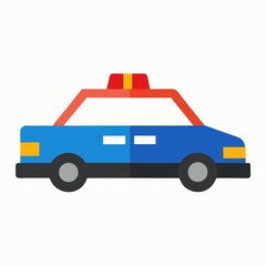 Blue police car icon isolated on white background