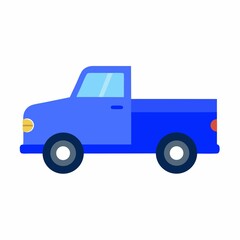 Blue pickup truck icon isolated on white background