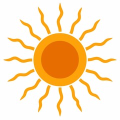 Simple sun icon illustration isolated on white background
