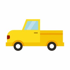 Yellow pickup truck icon isolated on white background
