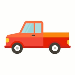 Red pickup truck icon isolated on white background