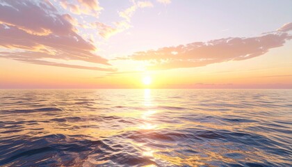Obraz premium A breathtaking sunrise over the open ocean, golden sunlight reflecting on calm waves