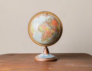 Vintage globe on wooden table